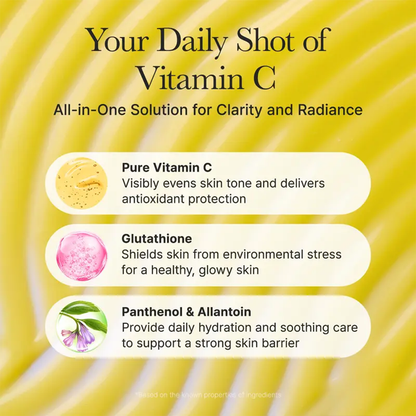 Vitamin C Booster Shot, Pure Vitamin C + Glutathione for Bright, Healthy Skin Glow