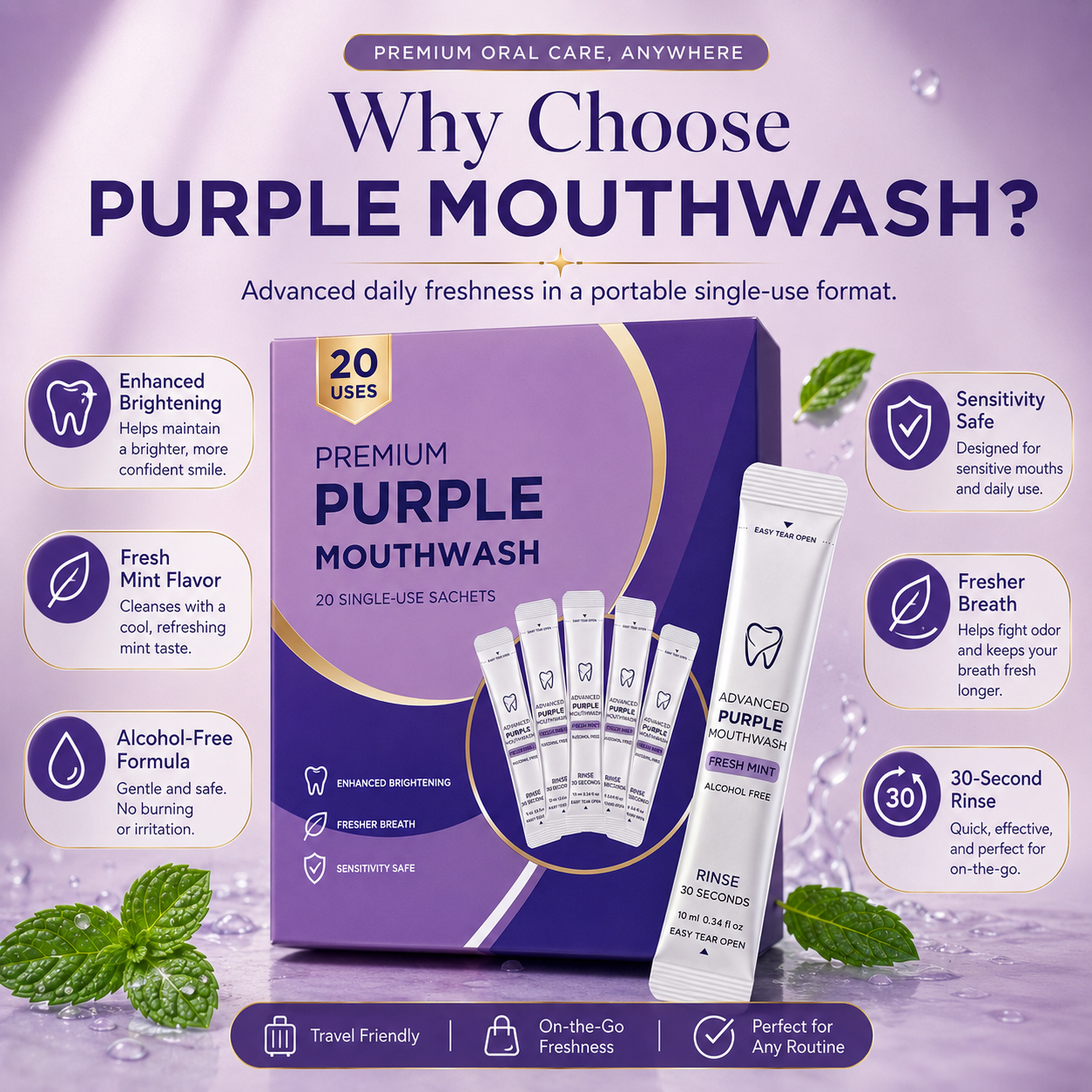 Purple Mouthwash - Sachets 20 Pack